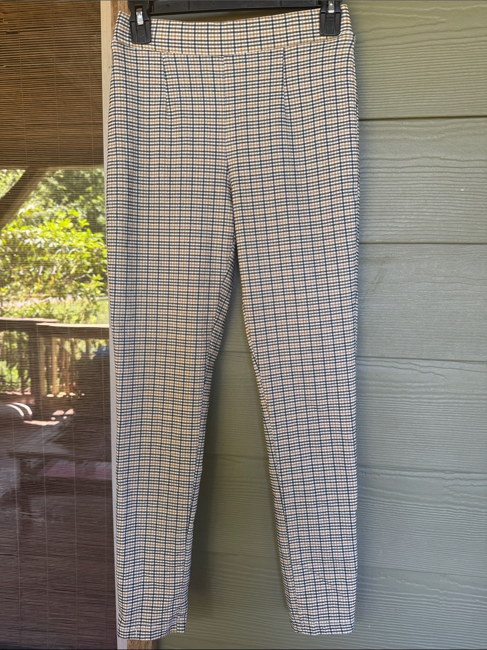 DKNY Plaid Pull On Stretch Ankle Pants